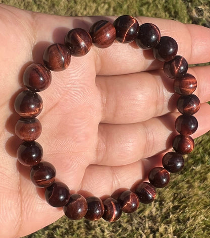 8mm Red Tiger Eye Bracelet
