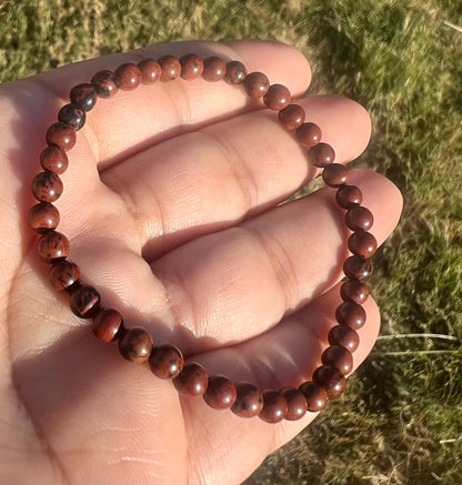 4mm Mahogany Obsidian Bracelet