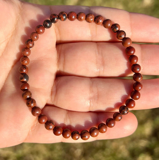 4mm Mahogany Obsidian Bracelet