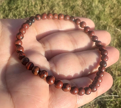 4mm Mahogany Obsidian Bracelet