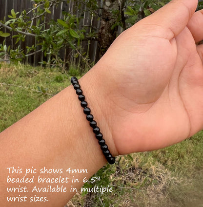 4mm Black Tourmaline Bracelet for Women and Men Bracelet