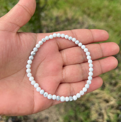 4mm White Howlite Bracelet for Men Women