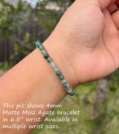 4mm Matte Moss Agate Bracelet