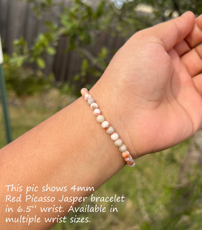 4mm Red Picasso Jasper Bracelet