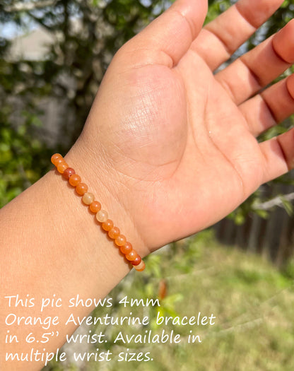 4mm Orange Aventurine Bracelet for Her