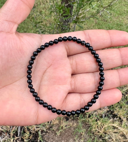 4mm Black Tourmaline Bracelet for Women and Men Bracelet