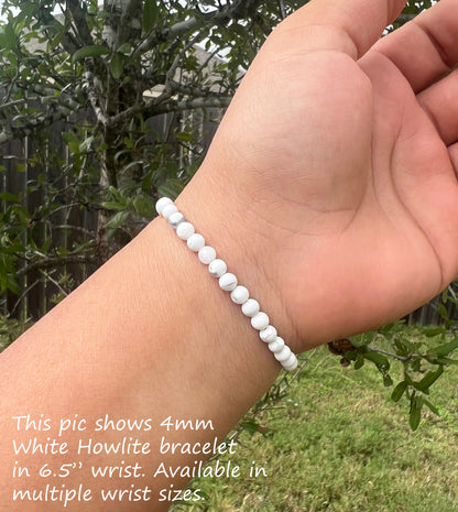 4mm White Howlite Bracelet for Men Women