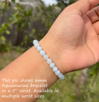 6mm Aquamarine Bracelet for Women and Men Bracelet
