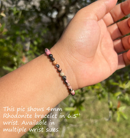 4mm Rhodonite Positive Energy Bracelet