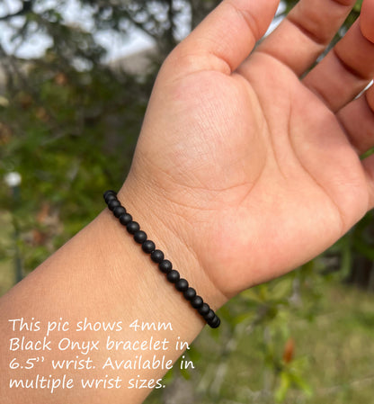 4mm Black Onyx Bracelet for Men Onyx Bracelet