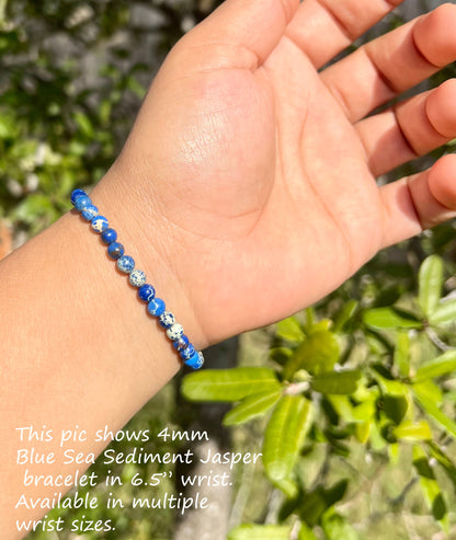 4mm Blue Sea Sediment Jasper Bracelet