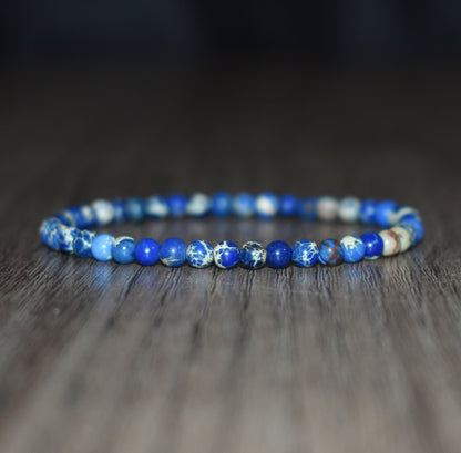 4mm Blue Sea Sediment Jasper Bracelet