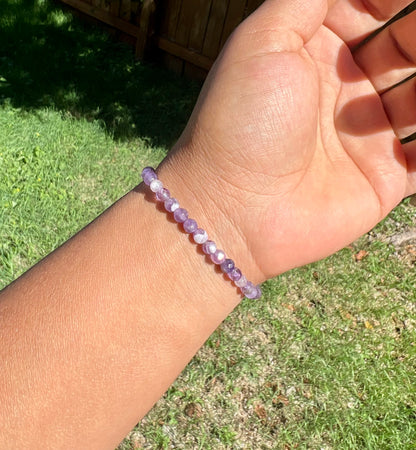 4mm Faceted Amethyst Bracelet for Women