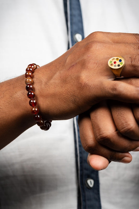 8mm Hessonite Garnet Bracelet for Men