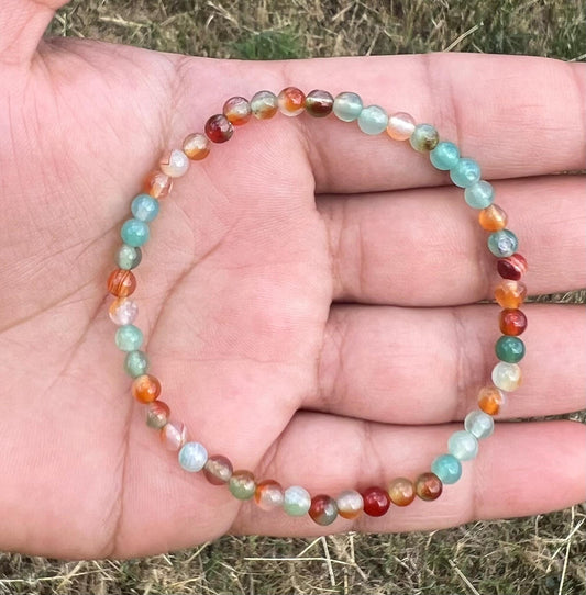 4mm Peacock Agate Bracelet