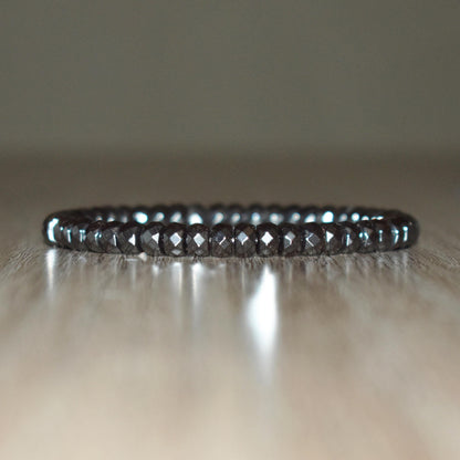 6mm Faceted Rondelle Hematite Bracelet for Men Women