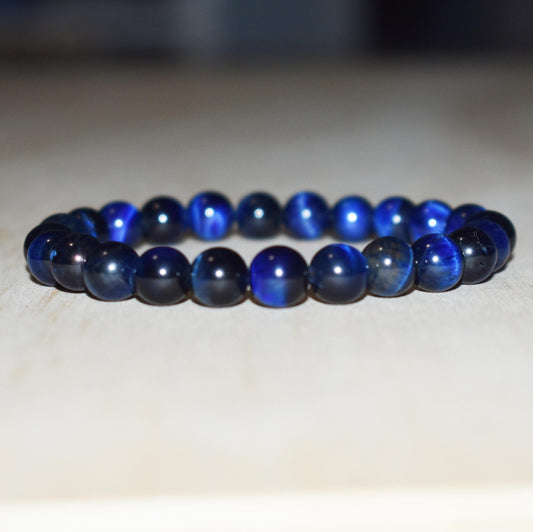 8mm Blue Tiger Eye Bracelet