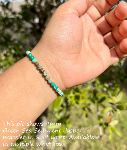 4mm Green Sea Sediment Jasper Bracelet